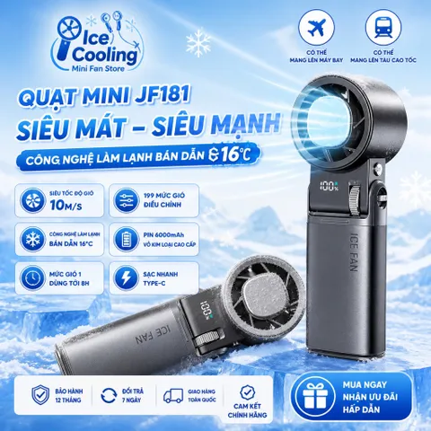 [ JF 181 ] Hàng Nhập Khẩu-JF181 Quạt cầm tay mini làm mát bán dẫn–pin 6000mAh,199 tốc độ,gập gọn tiện lợi,vỏ kim loại!