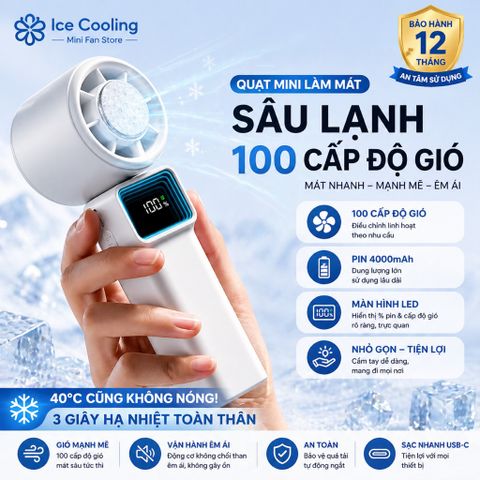 Quạt cầm tay mini Có Sò Lạnh pin 4000mAh!