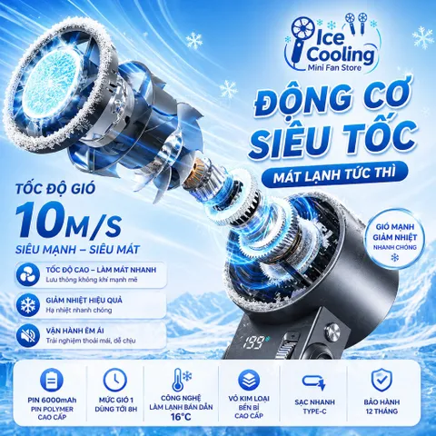 [ JF 181 ] Hàng Nhập Khẩu-JF181 Quạt cầm tay mini làm mát bán dẫn–pin 6000mAh,199 tốc độ,gập gọn tiện lợi,vỏ kim loại!