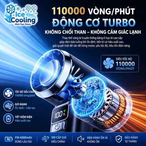 [YZ-Y15] Quạt bạo lực siêu mạnh 6.000mAh YZ-Y15 Tốc Độ 10m/s 2026 - Quạt Mini 199tốc độ - Pin Dùng Cực Lâu