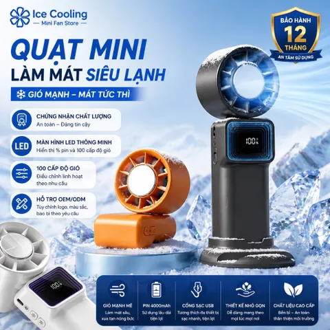 Quạt cầm tay mini Có Sò Lạnh pin 4000mAh!