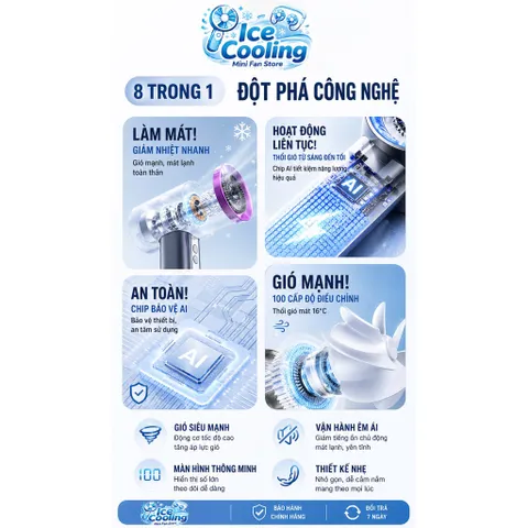 Quạt cầm tay mini turbo pin 4000mAh!