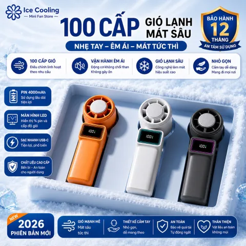 Quạt cầm tay mini Có Sò Lạnh pin 4000mAh!