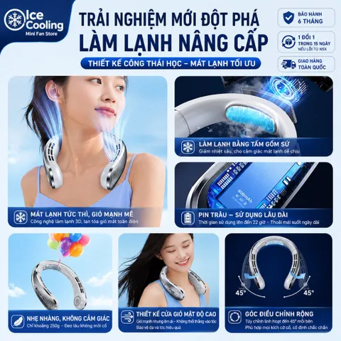 [L37-Max]Quạt Đeo Cổ Làm Lạnh 16°C L37-MAX - Công Nghệ Tấm Gốm Sứ, 100 Cấp Độ Gió, LED Hiển Thị Pin