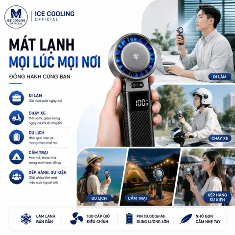 [Nhập Khẩu]Quạt Cầm Tay Làm Lạnh KIMPILIVE YF19 Chính Hãng | Pin 10000mAh | Sò Lạnh TEC Bán Dẫn - Vỏ Carbon Cao Cấp