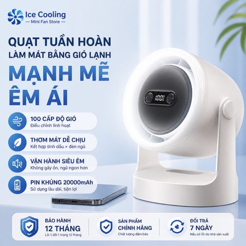 [ GF15-Z ]2026-Quạt Mini Tích Điện K818 Cao Cấp  Pin 20.000mAh, 100 Cấp Độ Gió, Tích Hợp Đèn Ngủ LED:CE,FCC,RoHs!