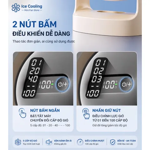 [ GF15-Z ]2026-Quạt Mini Tích Điện K818 Cao Cấp  Pin 20.000mAh, 100 Cấp Độ Gió, Tích Hợp Đèn Ngủ LED:CE,FCC,RoHs!