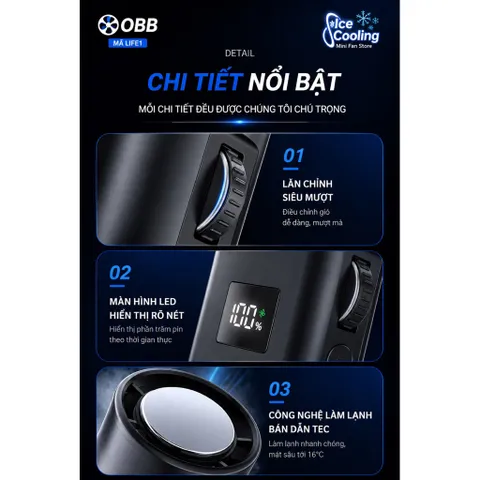 Quạt cầm tay mini có Sò Lạnh pin 8000mAh!
