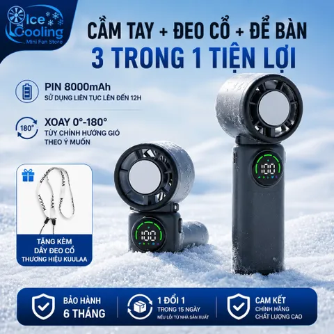 Chính Hãng Kuulaa Quạt Cầm Tay  mini có Sò Lạnh pin 8000mAh!