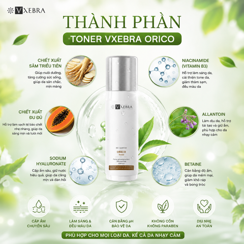 Toner hoa hồng Orico Vxebra nước cân bằng giúp dưỡng ẩm, làm sạch dịu da