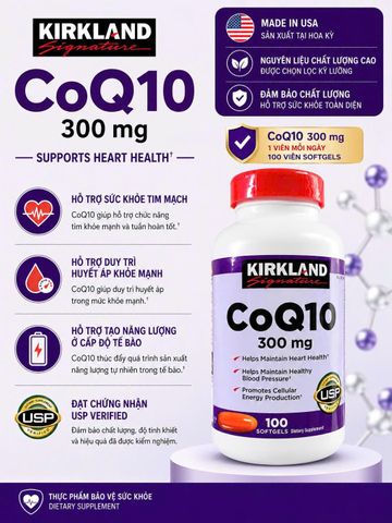 Viên Hỗ Trợ Tim Mạch Kirkland Signature CoQ10 300mg - 100 Viên Mỹ