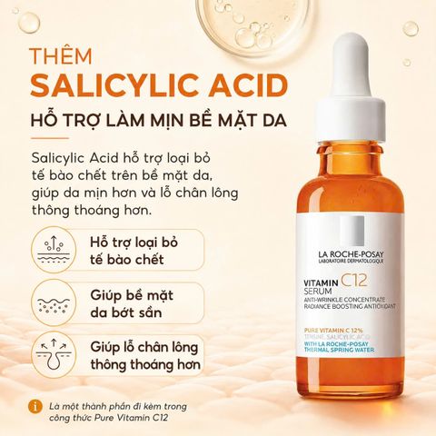 Serum Dưỡng Da Khô La Roche-Posay Pure Vitamin C12 30ml, 12% Vitamin C Hỗ Trợ Làm Sáng Và Mịn Da
