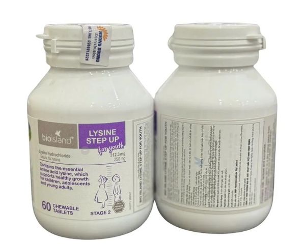 [Nhập khẩu] Viên uống tăng chiều cao Bioisland Lysine Step Up (Chai 60 viên)