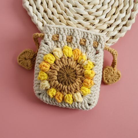 Túi len dây rút handmade, Túi len đựng tiền tai nghe, ví nhỏ