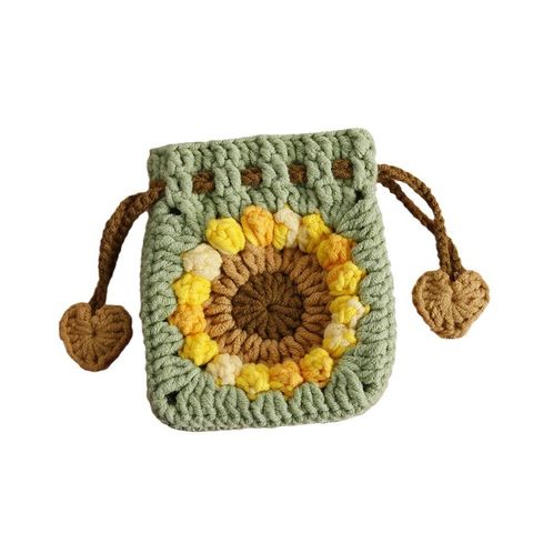 Túi len dây rút handmade, Túi len đựng tiền tai nghe, ví nhỏ