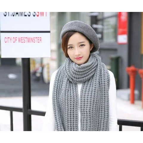 khăn len đan tay - phong cách Hàn Quốc