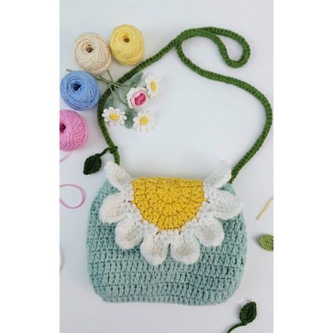 Túi len handmade đeo chéo nấp hình hoa hướng dương