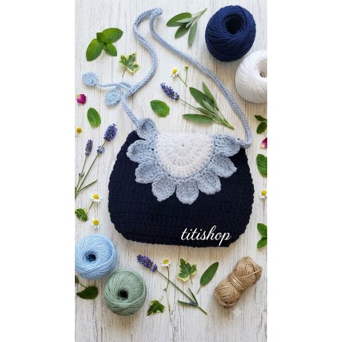 Túi len handmade đeo chéo nấp hình hoa hướng dương