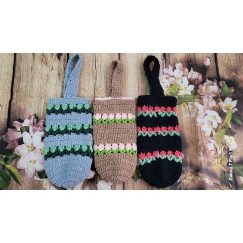 Túi Đựng Bình Nước Bằng Len Móc Handmade
