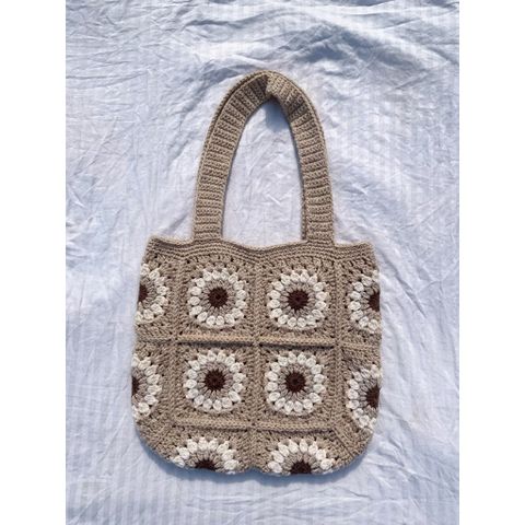 Túi Len Ghép Ô Vuông Handmade Có Dây Kéo – Túi Đeo Vai Thời Trang, Đựng Điện Thoại, Ví Tiện Lợi