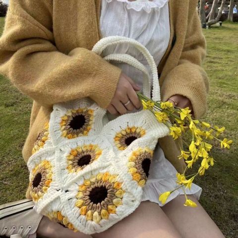 Túi len handmade ghép ô vuông kiểu tote