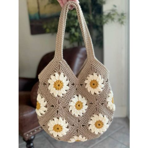 Túi len handmade ghép ô vuông kiểu tote