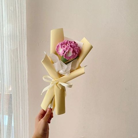 Bó hoa cẩm chướng len 1 bông dùng làm quà tặng