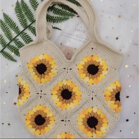 Túi Len Đeo Vai Họa Tiết Hoa Hướng Dương – Phong Cách Vintage Dễ Thương