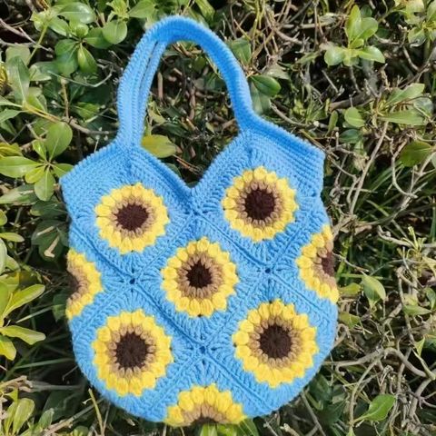 Túi Len Đeo Vai Họa Tiết Hoa Hướng Dương – Phong Cách Vintage Dễ Thương