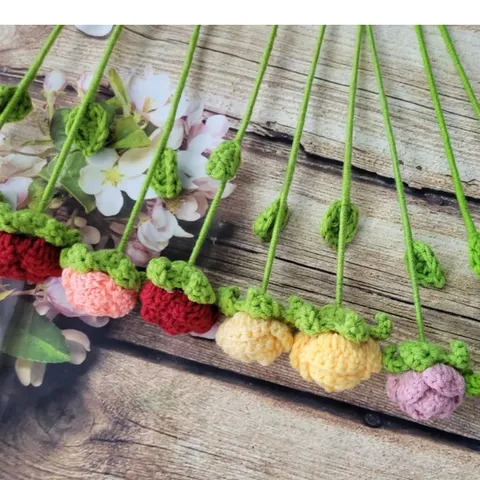 Hoa hồng len mini đan thủ công
