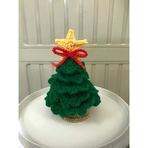 Chậu len cây thông noel len dùng làm quà tặng, trang trí bàn làm việc