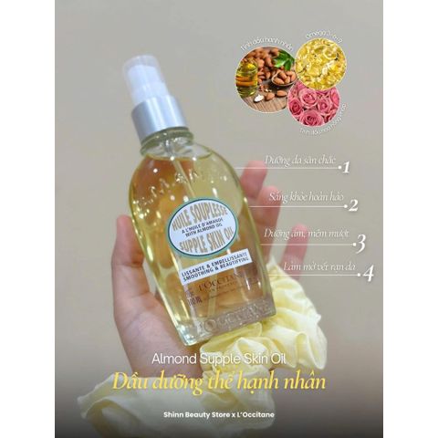 Dầu dưỡng thể body oil hạnh nhân dùng thử chiết 10ml cho da căng bóng mềm mịn