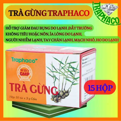 Combo 10-20 Hộp Trà Gừng Trapha hỗ trợ điều trị đau bụng, ỉa lỏng do lạnh, người nhiễm lạnh