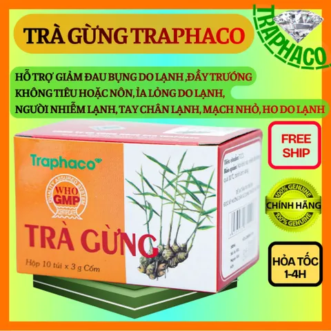 Combo 10-20 Hộp Trà Gừng Trapha hỗ trợ điều trị đau bụng, ỉa lỏng do lạnh, người nhiễm lạnh