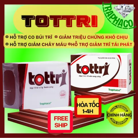 Viên uống Tottri Traphaco hỗ trợ làm co các búi trĩ, bền vững thành mạch (Hộp 30 viên)