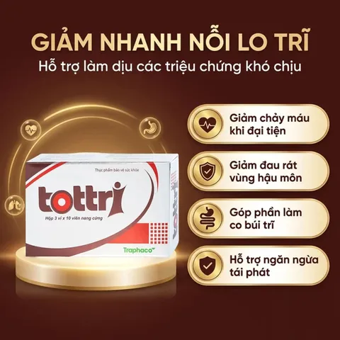 Viên uống Tottri Traphaco hỗ trợ làm co các búi trĩ, bền vững thành mạch (Hộp 30 viên)