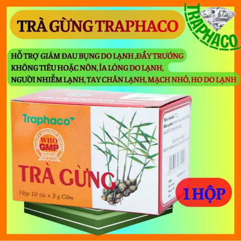 Combo 1&5 Hộp Trà Gừng Trapha hỗ trợ điều trị đau bụng, ỉa lỏng do lạnh, người nhiễm lạnh