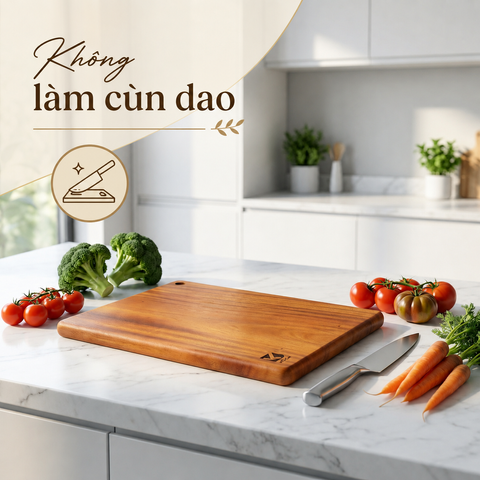 Thớt Gỗ Xà Cừ Hình Chữ Nhật Chính Hãng KŌCHI - Gỗ Thịt Nguyên Tấm Không Hóa Chất Độc Hại, Không lên Dăm, Kháng Khuẩn