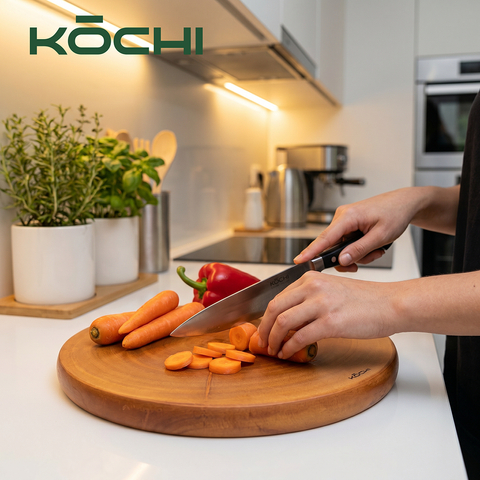 Thớt Gỗ Xà Cừ KŌCHI Tròn Nhiều Kích Thước - Dày 2.5cm - Gỗ Nguyên Tấm, Không lên dăm, Chống Nứt, Không Hóa Chất, Dụng Cụ Nhà Bếp Cao Cấp