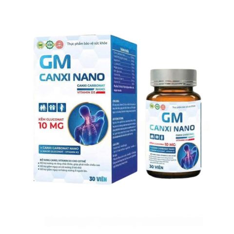 Viên uống GM Canxi Nano giúp xương và răng chắc khỏe, phát triển chiều cao hộp 30 viên
