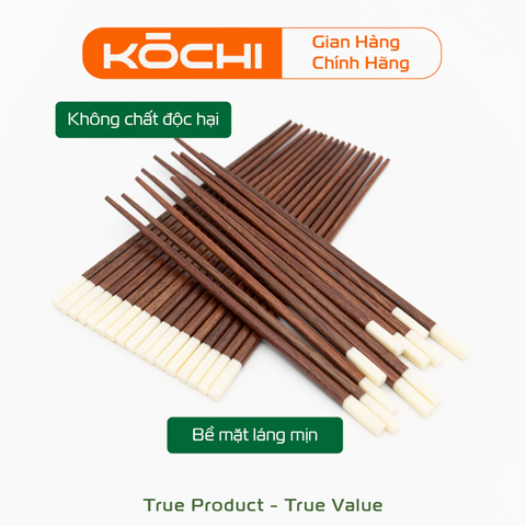 Bộ Đũa Ăn Cơm Cao Cấp Chính Hãng Kochi - Đũa Gỗ Tự Nhiên An Toàn, Không Hóa Chất, Thiết Kế Tối Giản, Chất Lượng Cao Cấp