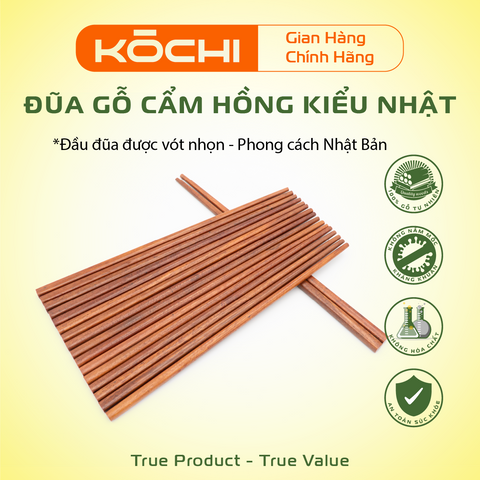 Bộ Đũa Ăn Cơm Cao Cấp Chính Hãng Kochi - Đũa Gỗ Tự Nhiên An Toàn, Không Hóa Chất, Thiết Kế Tối Giản, Chất Lượng Cao Cấp