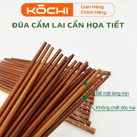 Bộ Đũa Ăn Cơm Cao Cấp Chính Hãng Kochi - Đũa Gỗ Tự Nhiên An Toàn, Không Hóa Chất, Thiết Kế Tối Giản, Chất Lượng Cao Cấp