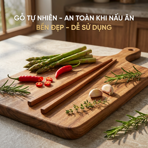 Đũa Bếp Đũa Chiên Đũa Xào - Chính hãng Kochi -  Gỗ Tự Nhiên An Toàn, Không Hóa Chất, Chống Mốc Đồ Dùng Bếp Cao Cấp