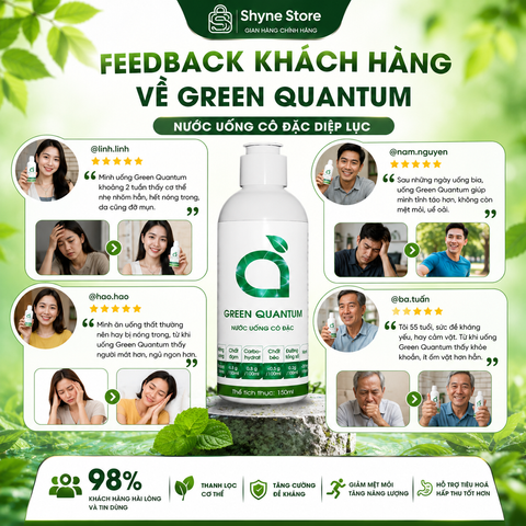 Green Quantum Nước Uống Cô Đặc 150ml Chính Hãng - Nước Diệp Lục Cô Đặc Dễ Pha, Vị Bạc Hà Thanh Mát