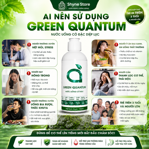Green Quantum Nước Uống Cô Đặc 150ml Chính Hãng - Nước Diệp Lục Cô Đặc Dễ Pha, Vị Bạc Hà Thanh Mát