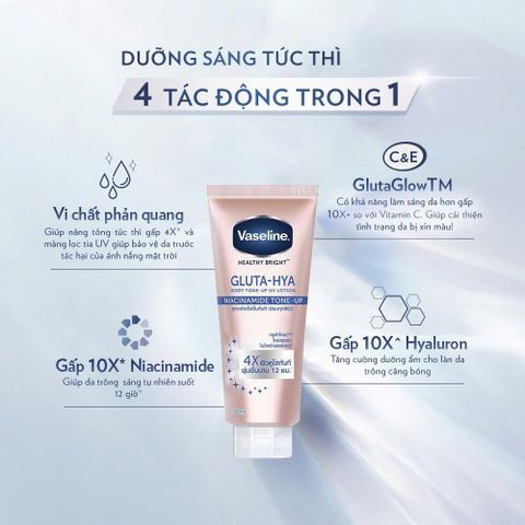 Sữa Dưỡng Thể Vaseline 4X Gluta-Hya Niacinamide Tone Up 300ml (Hàng nhập khẩu có tem phụ)