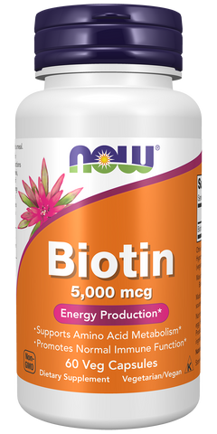 Viên uống Biotin 5000 mcg Now Foods - Hỗ trợ mọc tóc, giảm gãy rụng, làm đẹp da và móng, 60 viên nang Mỹ