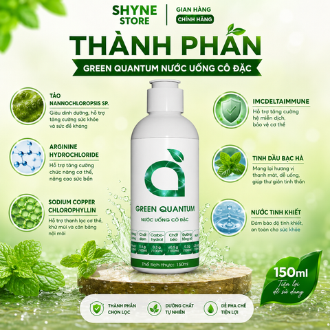 Green Quantum Diệp Lục Lượng Tử 150ml Hỗ Trợ Đào Thải Độc Tố Thanh Lọc Cơ Thể