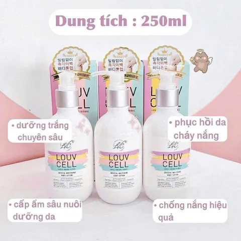 Kem dưỡng ẩm trắng da body Louv Cell Crystal Whitening Body Lotion 250ml